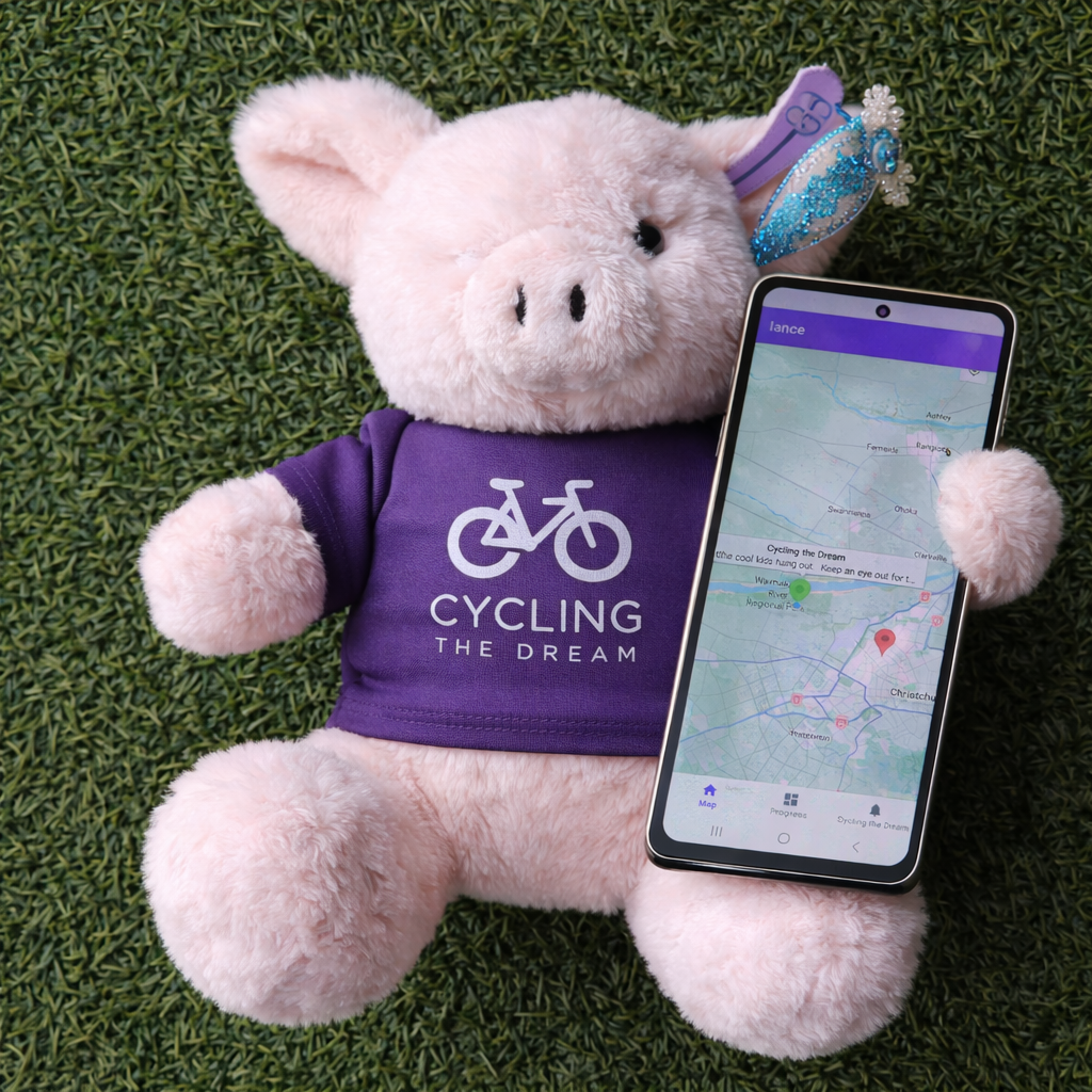 Cycling the Dream Piggy Mascot